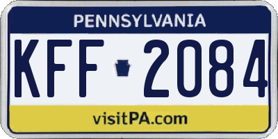PA license plate KFF2084