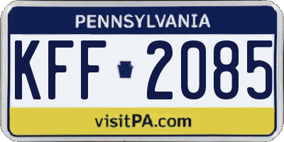 PA license plate KFF2085