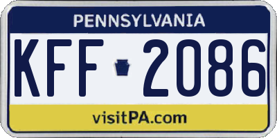 PA license plate KFF2086