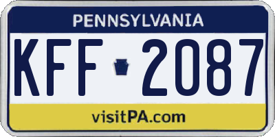 PA license plate KFF2087