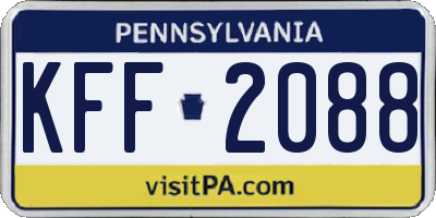 PA license plate KFF2088