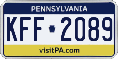 PA license plate KFF2089