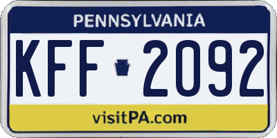 PA license plate KFF2092