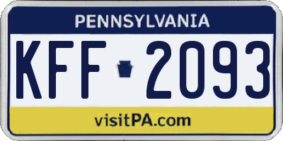PA license plate KFF2093