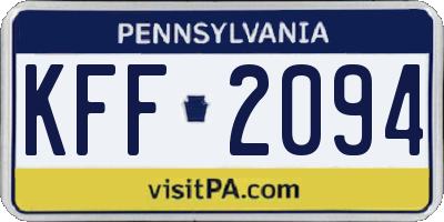 PA license plate KFF2094