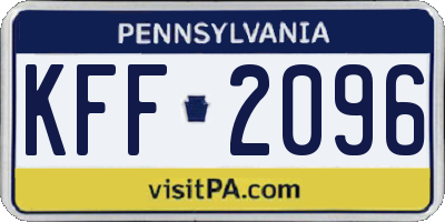 PA license plate KFF2096