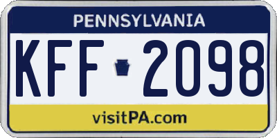 PA license plate KFF2098