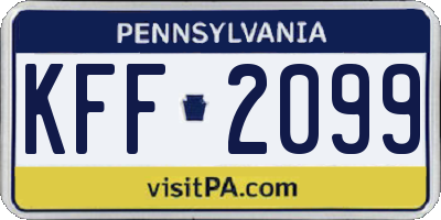 PA license plate KFF2099