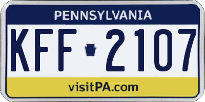 PA license plate KFF2107