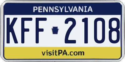 PA license plate KFF2108