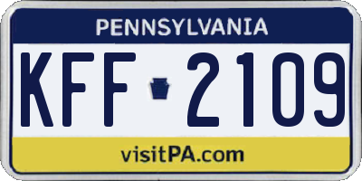 PA license plate KFF2109