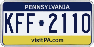 PA license plate KFF2110