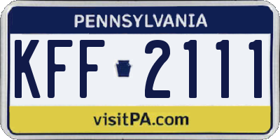 PA license plate KFF2111