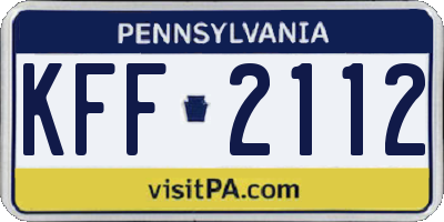 PA license plate KFF2112