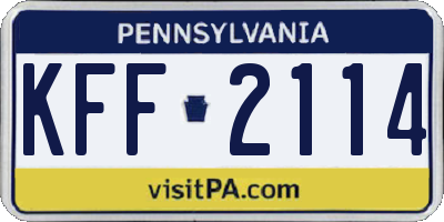 PA license plate KFF2114