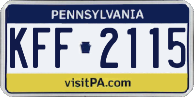 PA license plate KFF2115
