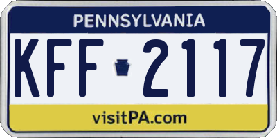 PA license plate KFF2117