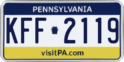 PA license plate KFF2119