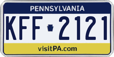 PA license plate KFF2121