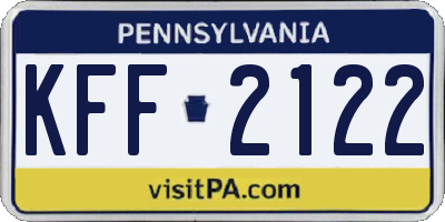 PA license plate KFF2122