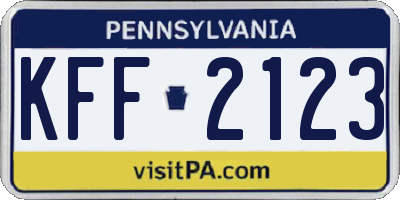 PA license plate KFF2123