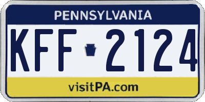 PA license plate KFF2124
