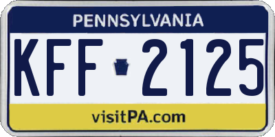 PA license plate KFF2125