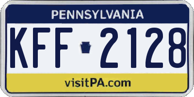 PA license plate KFF2128