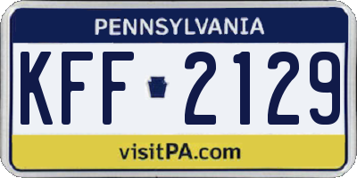 PA license plate KFF2129