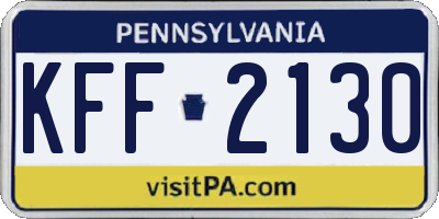 PA license plate KFF2130