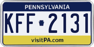 PA license plate KFF2131