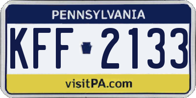 PA license plate KFF2133
