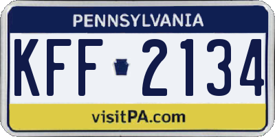 PA license plate KFF2134