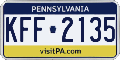 PA license plate KFF2135