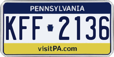 PA license plate KFF2136