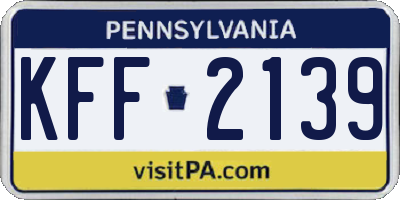 PA license plate KFF2139