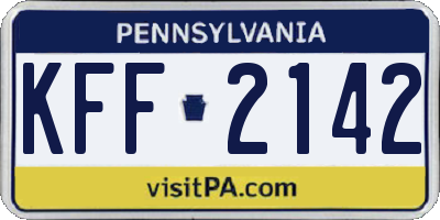 PA license plate KFF2142