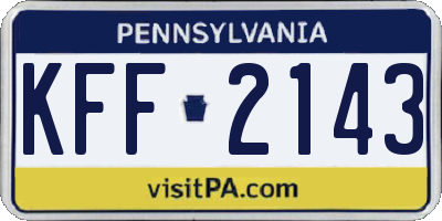 PA license plate KFF2143