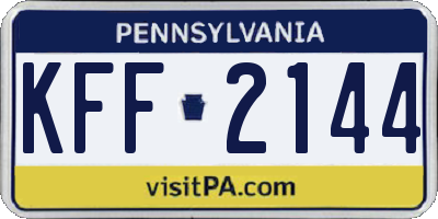 PA license plate KFF2144