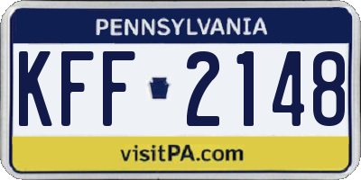 PA license plate KFF2148