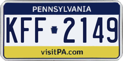 PA license plate KFF2149