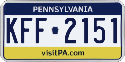 PA license plate KFF2151