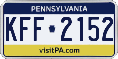 PA license plate KFF2152