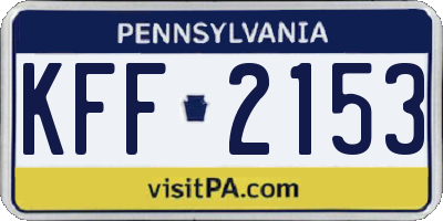 PA license plate KFF2153