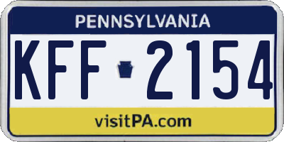 PA license plate KFF2154