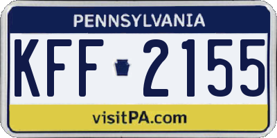 PA license plate KFF2155