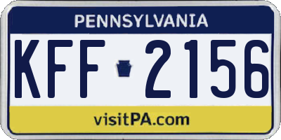 PA license plate KFF2156