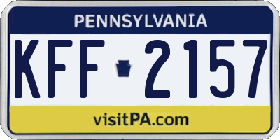 PA license plate KFF2157