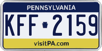 PA license plate KFF2159
