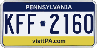 PA license plate KFF2160